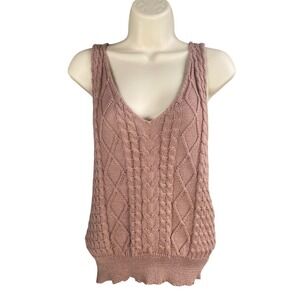 Y2k Tank Top Womens Small Cable Knit Old Money Preppy Layering Y2k Indie